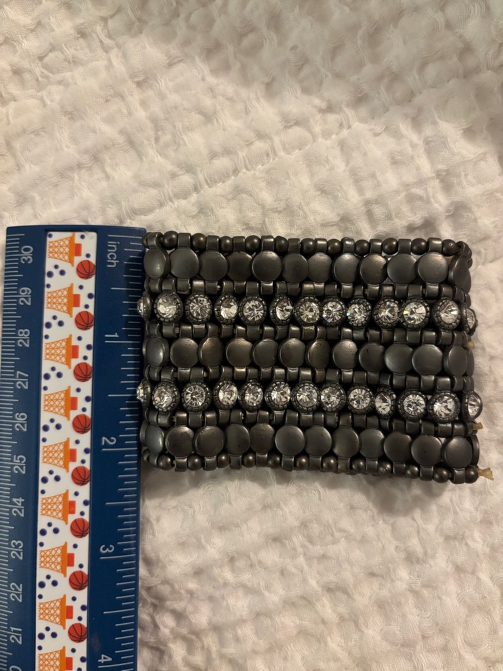 Arden B. Rhinestone Embellished Stretch Bracelet - Gunmetal - Picture 3 of 4